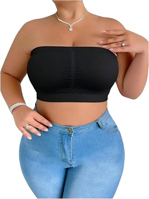 Floerns Womens Plus Size Strapless Bralette Seamless Wireless Bandeau Tube Top Bra