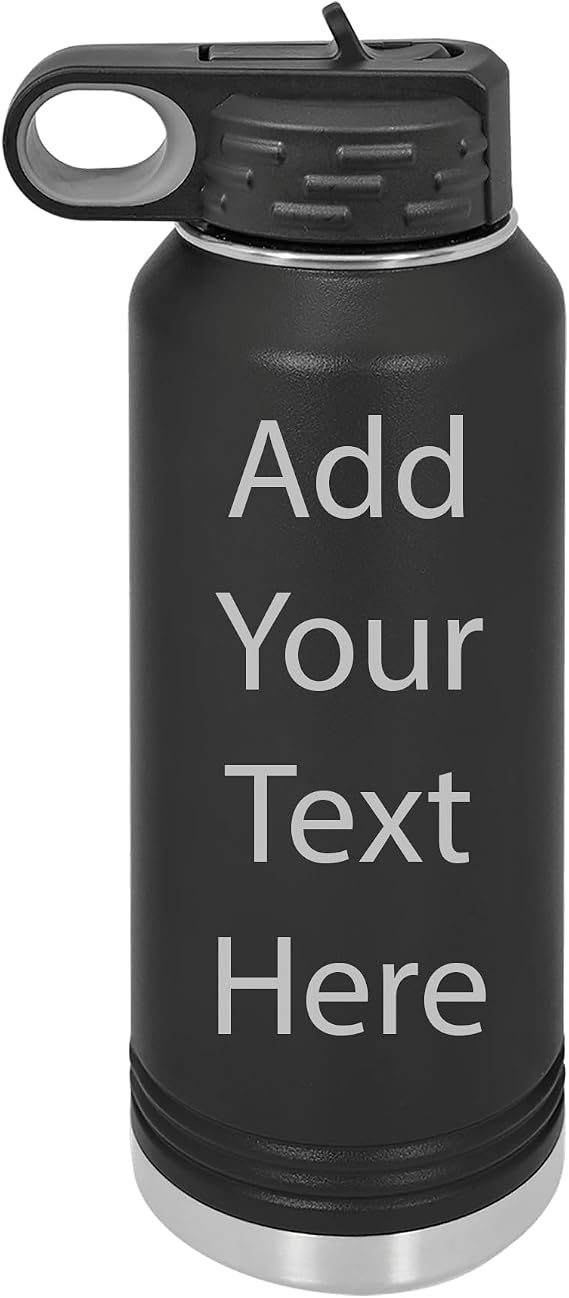 Customized Polar Camel 32 oz. Water Bottle Personalized With Your Text (Black)