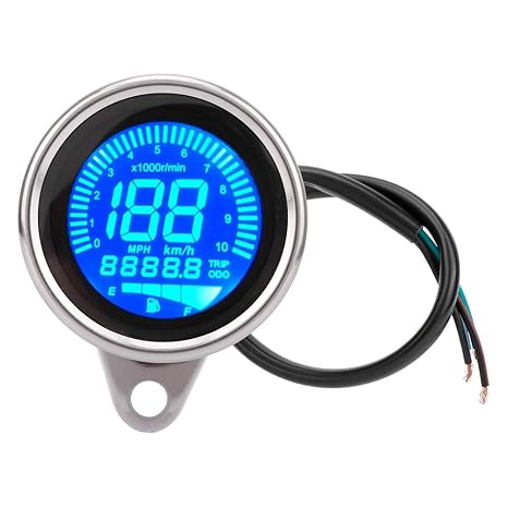 Universal Motorcycle Speedometer and Tachometer Combo, Silver Plating Display Dashboard Meter for Cruiser Dirt Bike ATV Motorcycle Parts Accessories