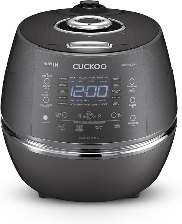 CUCKOO High Pressure Induction Rice Cooker, 12-Cup Cooked, CRP-DHSR0609FD | 6-Cup Uncooked Capacity, Nonstick Inner Pot, 16 Cooking Modes, Turbo White Rice in 14-17 Minutes, Auto Clean, Made in Korea
