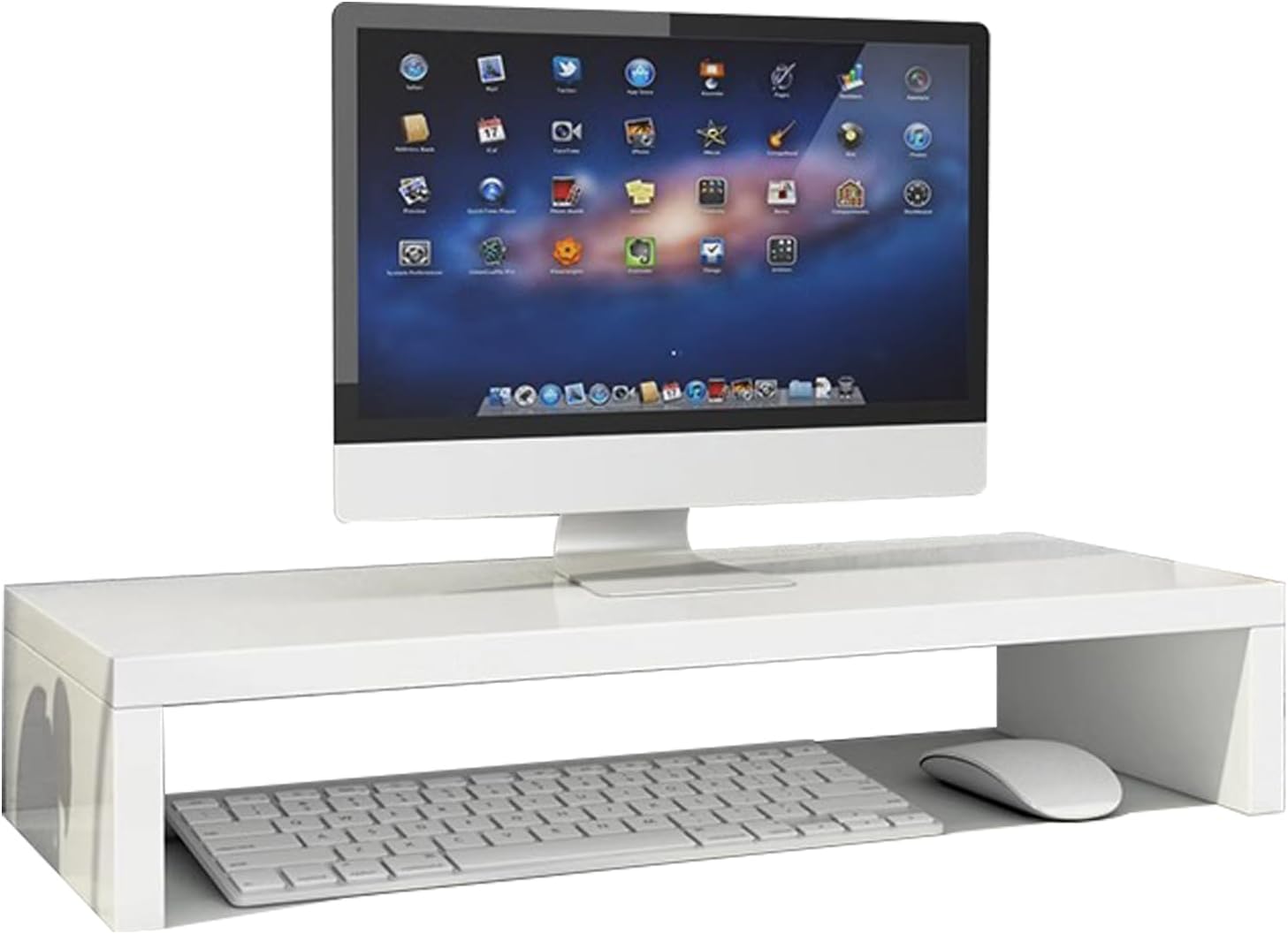 Monitor Stand, Tabletop, 2 Levels, Ergonomic Design, Low Type, Display Stand, PC Monitor Stand, Tabletop, Desktop Stand, Desk Storage, Keyboard Storage, Wooden, Office Desk, Compatible with Laptops