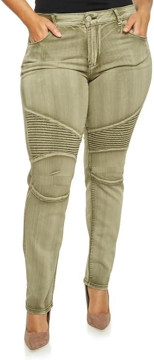 Jack David Women's Plus Size Moto Biker Stretch Skinny Denim Jeans Pants