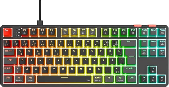 Rampage YORU TKL Black/Grey Type-C Connected OUTEMU Red Switch Q Mechanical Gaming Player Keyboard RGB