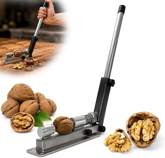 Heavy Duty Nut Cracker Black Walnuts Macadamia Nuts Cracker | Adjustable Nutcracker Tool with Adapter for Small Nut, Table or Wall Mount, Solid Metal Construction (No Mounting Hardware)