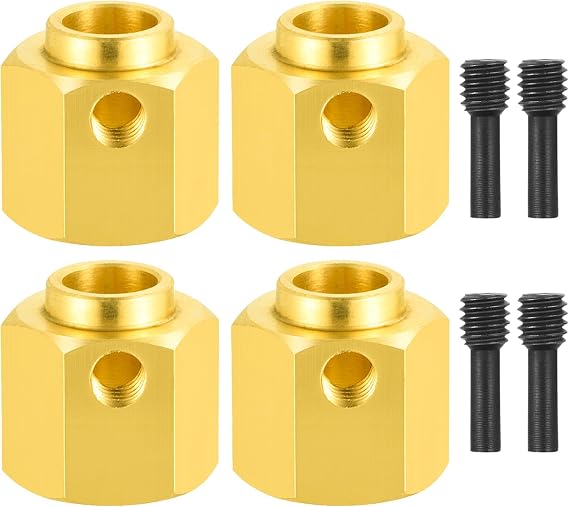 12 mm Brass Wheel Hex Hub Extender Adapter for TRX4, TRX6 and 1/10 RC Crawler Upgrade Parts, Heavy Duty Wheel Spacers (12 mm)