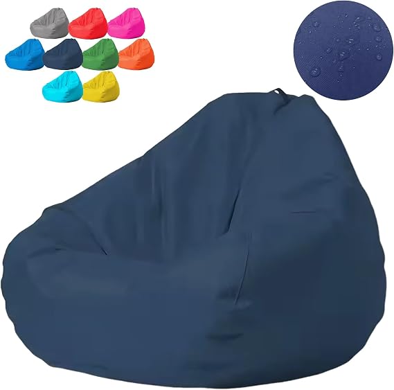 Waterproof Outdoor Bean Bag(No Filler) Beach Bean Bag Chair Boneless Chair/Couch Boat Bean Bag Washable Lazy Sofa for Garden Swimming Pool Bedroom Courtyard(Dark Blue,100cm)
