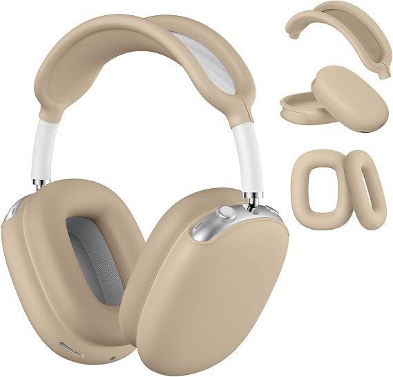 Maxjoy for AirPods Max Case, Soft Silicone Ear Cups Cover/Ear Pad Case Cover/Headband Cover for AirPods Max Headphones, Anti-Scratch Accessories Protective Cover for Apple AirPods Max, Khaki