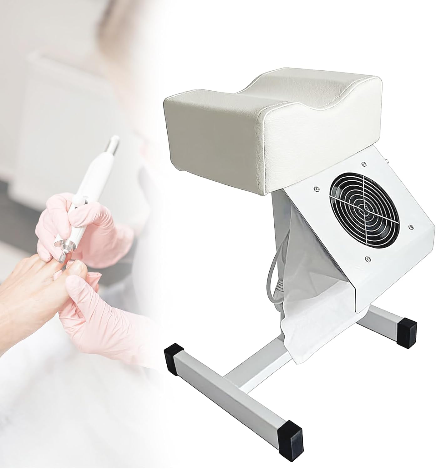 Pedicure Foot Rest with Fan, Adjustable Pedicure Chair, Height Adjustable 48-80 cm, 22.05 lb Load Capacity,Non-Slip Pedicure Stool for Salon Store, Massage Office or Home