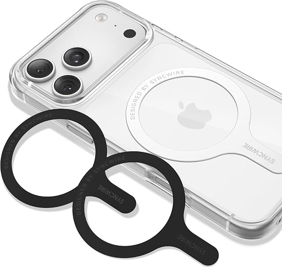SYNCWIRE for MagSafe Sticker 3 Pack, Compatible with MagSafe Ring, Metal Ring Support Wireless Charging, Magnetic Ring for Phone Case Universal for iPhone, Galaxy, All Standard Cases