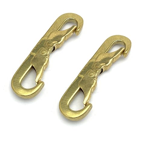 Heavy Duty Brass Double Ended Snap Hooks (2-Pack), Trigger Snaps Clips for Dog Leash, Keychain, Horse Tack, Aquarium Lid, Fence Latch & More