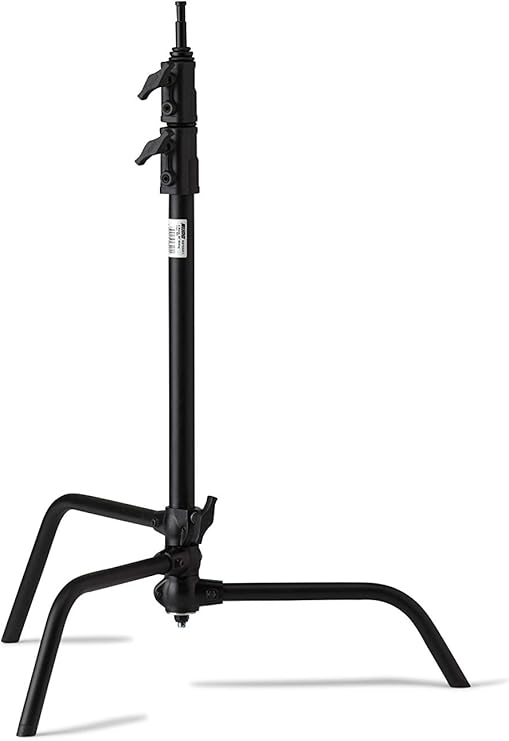 Kupo 20" C-Stand Sliding Leg Professional Grip Stand for Photography and Video Lighting, with Adjustable Leveling Leg for Uneven Terrain and Industry Standard C-Stand Hardware, Black (KS703411)