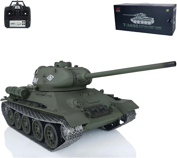 Toucan RC Hobby US in Stock Henglong 1/16 Scale 7.0 Upgraded Soviet T34-85 RTR RC Tank 3909 Metal Tracks BB Airsoft that Shooting BB Bullets for Ages 14+