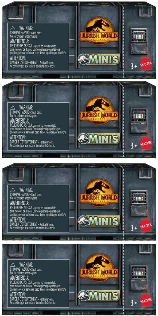 Jurassic World Dominion Minis Surprise Pack Box of 4 Collectible Mini Dinosaurs | No Duplicates, 2 Figures Ages 3+