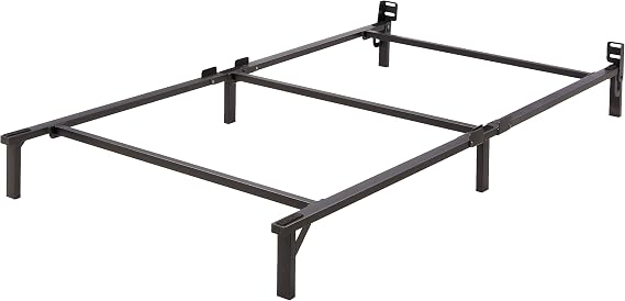 Amazon Basics Metal Twin Size Bed Frame, 6-Leg Base for Box Spring and Mattress Support, Tool-Free Easy Assembly, Black