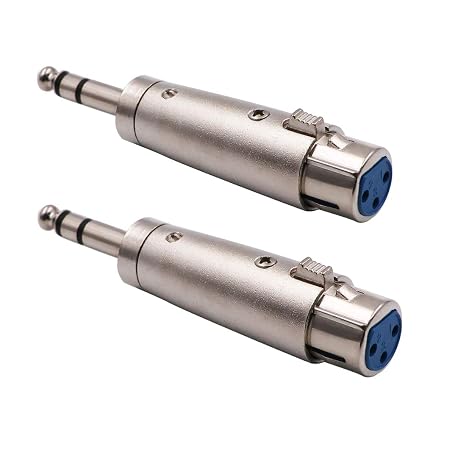 XLR to 1/4 Adapter, Female XLR to TRS Stereo Balanced Audio 2 Pack | Converts 1/4" TRS to XLR female balanced. Durable metal, low noise. For studio monitors, mixers, PA. 2-pack for backup.