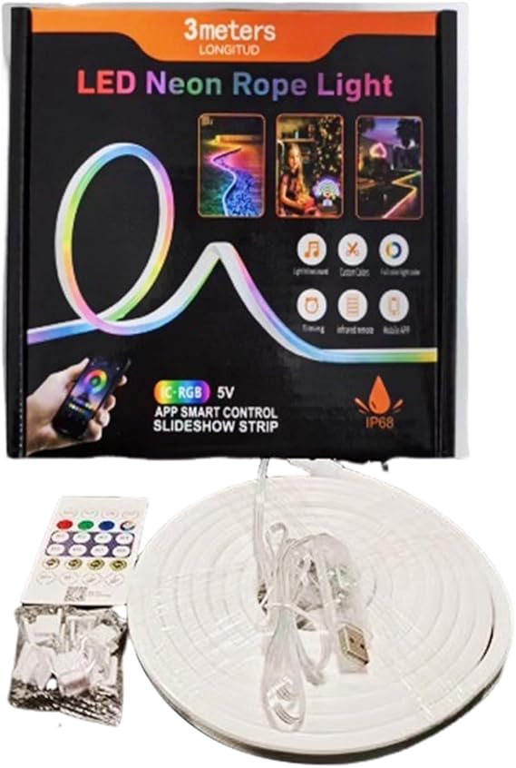 RGB LED Strip Lights - Color Changing Decor,App Control LED Smart Neon Rope Light | for Home Theater Under Cabinet Kitchen Living Room Study Area Holiday Party