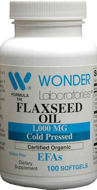 Flax Seed Oil 1000 Mg Certified Organic Cold Pressed Hexane Free Flaxseed Oil is The Worlds Richest Source of Omega-3 Fatty Acids - 100 Softgels #1941