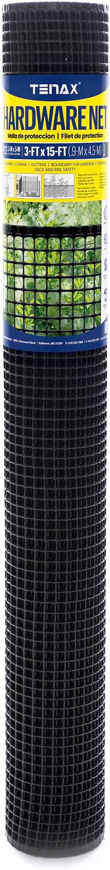 Tenax Garden Netting - Black Plastic Hardware Netting - 3' x 15' - Plastic