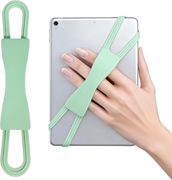 Comfortable Hand Strap Holder Compatible with Kindle, Stretchable Finger Grip for 4.7-8 Inch Screens, Light, Ideal for Bed Reading & Travel, Fits Kobo, Voyage, Paperwhite, Oasis, Kindle Fire (Green)