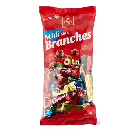 Frey Branches Classic Midi Chocolate Bars 650g Pack - Milk Chocolate Bars with Hazelnut Cream Filling Individually Packed - Swiss Chocolate - Bulk Pack 650g - UTZ Certified