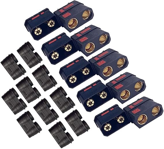 High Current Antispark Connector Male and Female QS8-S Black Application with Remote Control Toys Drone Battery Charger Etc (5 Pairs)