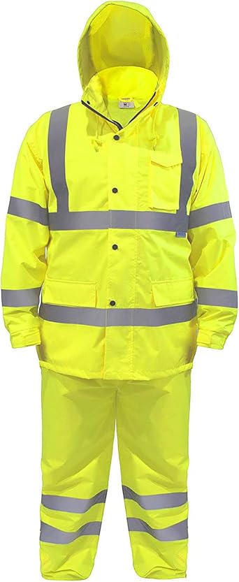 JORESTECH Safety Rain Set/Jacket Reflective High Visibility Yellow Black JK-03 / Pants Lime ANSI 150D Heavy Duty PANTS-03