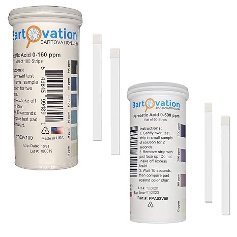 Peracetic Acid Test Strips, 0-160 & 0-500 ppm Bundle