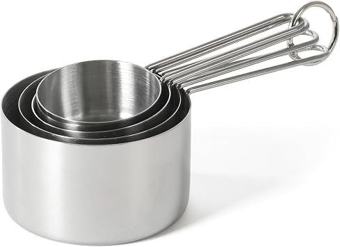 Martha Stewart Richburn 4-Piece Stainless Steel Measuring Cups Set Durable and Accurate Kitchen Measuring Tools for Baking and Cooking