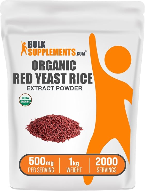 Organic Red Yeast Rice Extract Powder - Organic Red Yeast Rice Extract Supplement, for Heart Health Support - Vegan Friendly, 500mg per Serving, 1kg (2.2 lbs) (Pack of 1)