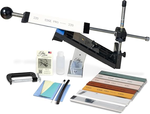 EDGE Pro 4 Plus Professional Knife Sharpening System Kit Adjustable Angles, Waterstones, Polishing Tapes & Ceramic Hone Professional Guided Sharpener with Mounting Options Made in USA