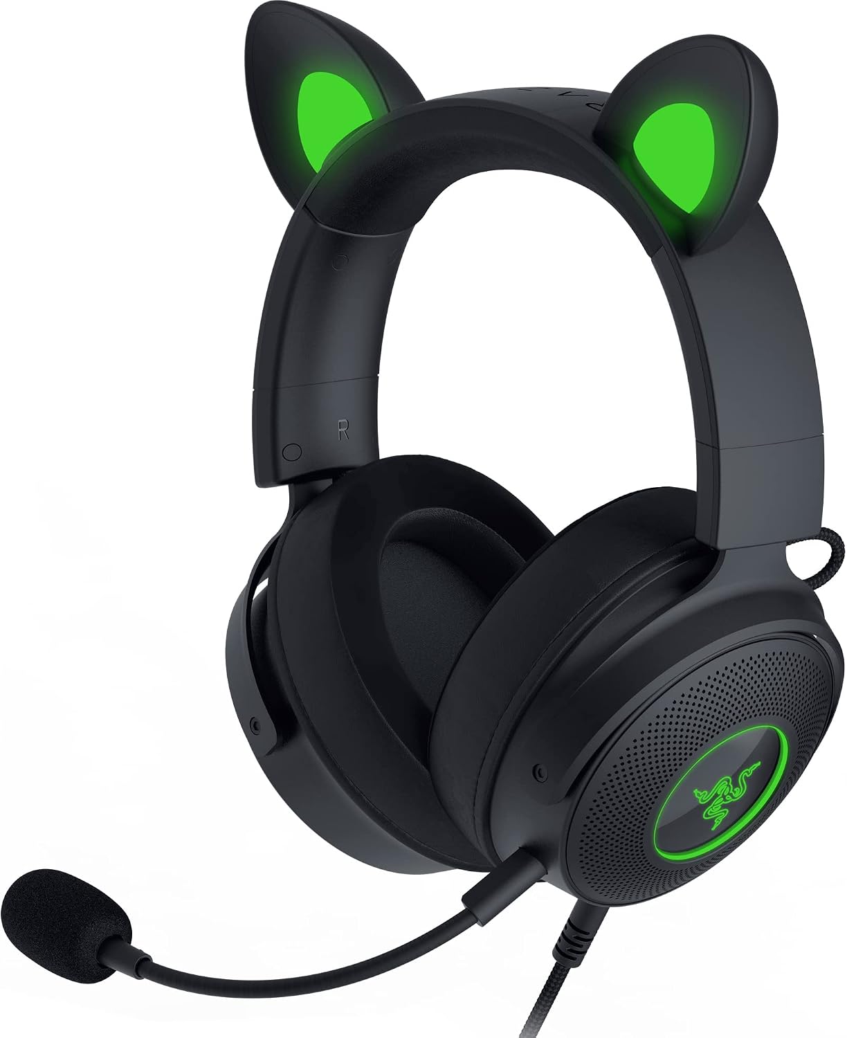 Razer Kraken Kitty V2 Pro - Wired RGB Headset with Replaceable Ears Replaceable Kitty, Bear and Rabbit Ears; Reactive Flow Lighting Black
