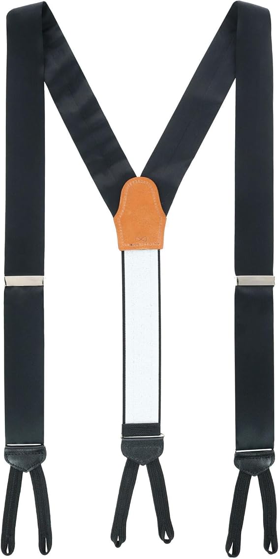 Trafalgar Sutton Solid Color Silk Formal Suspenders | Y-Back, Adjustable Braces