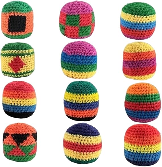 Foot Bag | Dirt Bag Hacky Sack | Crocheted Footbag Hacky Sack | Dirt Bags Hackysack Juggling Balls For Beginners | Handmade Knitted Foot Bags Sacks For Kids Adults (B)
