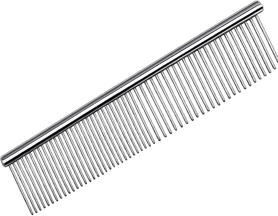 Dog Comb For Grooming Professional Stainless Steel Metal Dog Cockapoo Pet Cat Grooming 7.5" Comb Rake Brush Tool For Long Haired Dogs