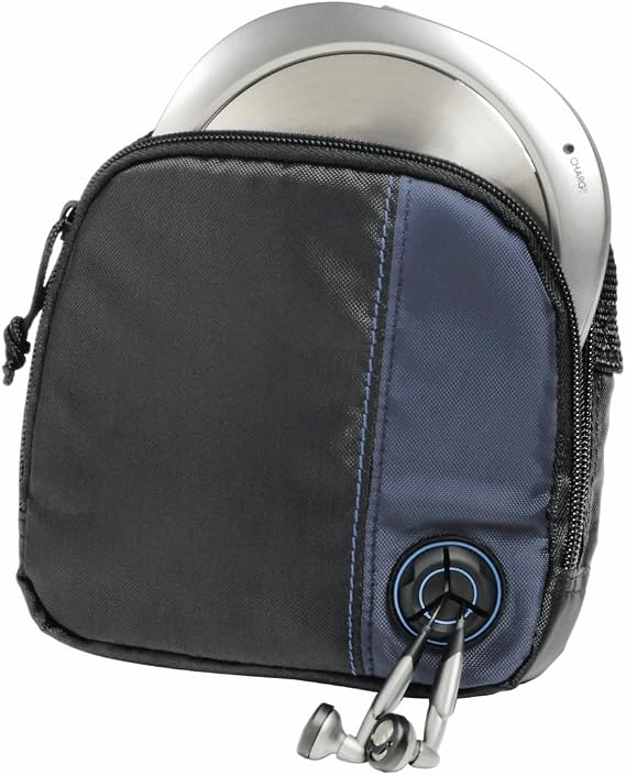 Hama CD Player Bag for Portable CD Player | Space for Storing 3 CD's | with Cable Outlet and Belt Loop | Black/Blue | Space for Storing 3 CDs, with Cable Outlet and Belt Loop