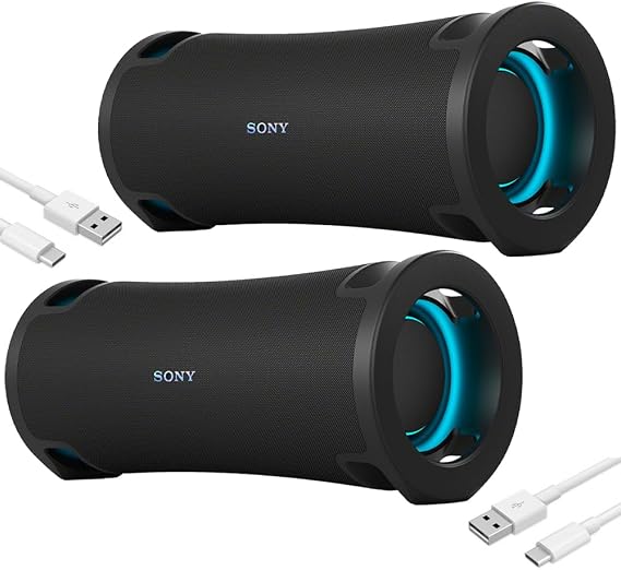 Sony ULT Field 7 Wireless Portable Bluetooth Karaoke Party Speaker IP67 (Pair) Bundle with 2X Speakers and 2X 6.6' USB-A to USB-C Cables