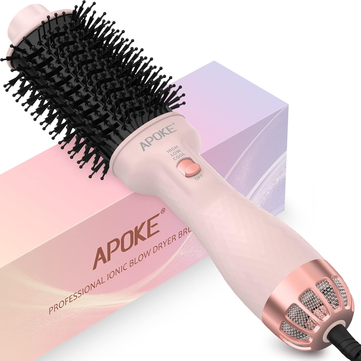 One Step Hair Dryer Brush and Styler Volumizer, Multifunctional 4 in 1 Ceramic Tourmaline Negative Ion Hot Air Styling Brush, Professional Salon Blow for Drying Curling Straightening