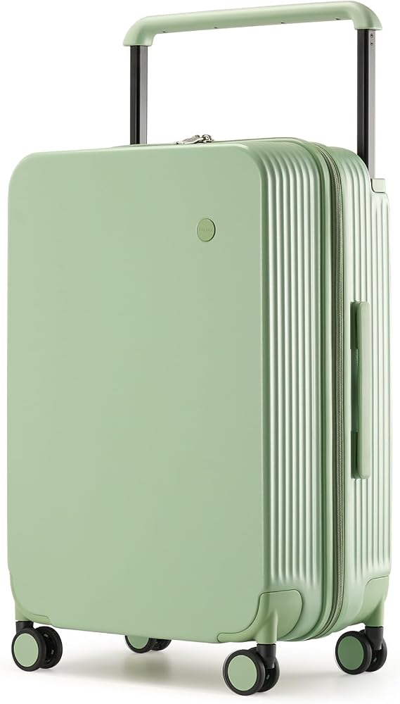 mixi Carry On Luggage Airline Approved Wide Handle Lightweight Luggage PC Hard Shell Suitcases Rolling Suitcases with Spinner Wheels & TSA Lock, 20 Inch Avocado Green