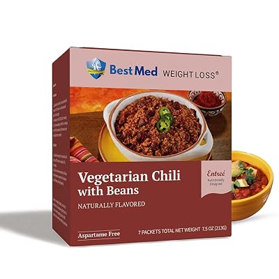 BestMed Weight Loss | High Protein 12g Entree | Low Calorie, Low Fat, Low Sugar, No Trans Fat Vegetarian Chili with Beans 7Box