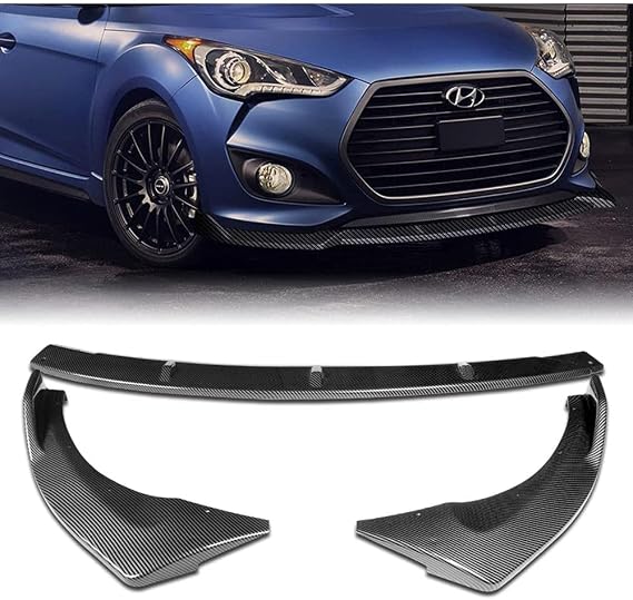 PU/559/PCF STP-Style JDM Carbon Fiber Print Front Bumper Body Kit Lip 3PCS Compaitble with 2012-2017 Veloster