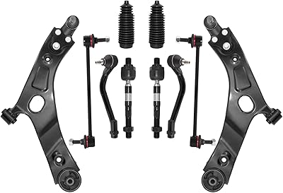 10 PCS Suspension Kit Front Lower Control Arm and Ball Joints Sway Bar Link Tie Rod Bellows Compatible With 2010-2013 Hyundai Tucson Kia Sportage