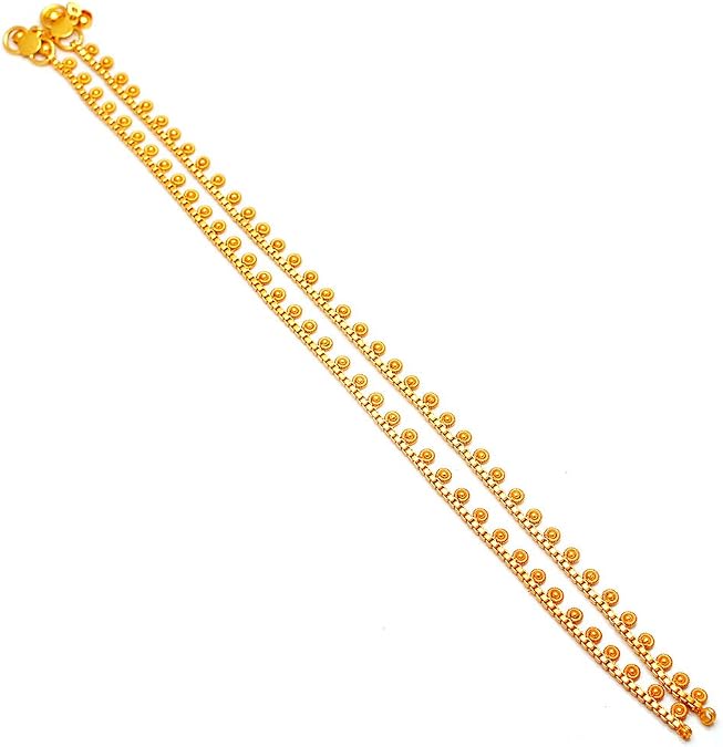 JewarHaat CZ Ad Gold Plated Indian Anklets for Women