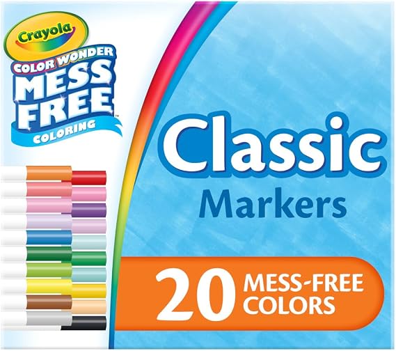 Crayola Color Wonder Marker Refill Set (20ct), Mess Free Broad Line Markers for Toddlers, Mess Free Coloring for Kids, Toddler Gifts