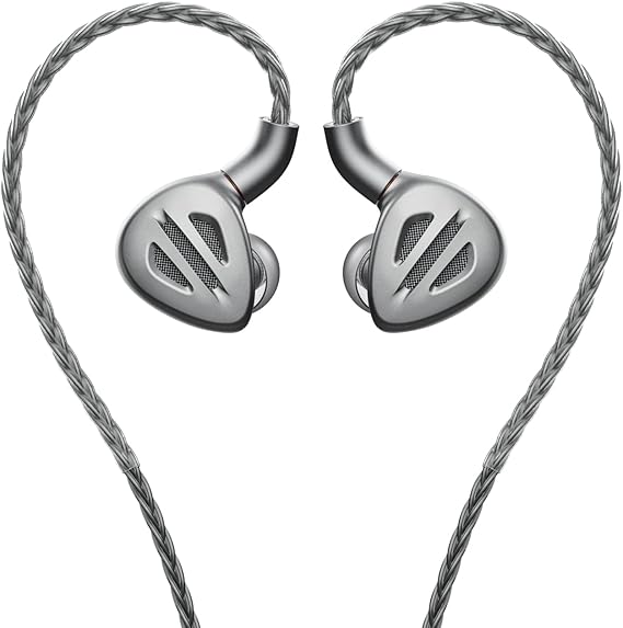 FiiO FH9 Headphones Earphone Wired High Resolution Over-The-Ear 1DD+6BA Detachable Cable Deep Bass  with 2.5/3.5/4.4mm Swappable Plugs for Smartphone/PC/Players/Home Audio(Titanium)
