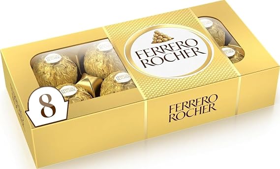 Ferrero Rocher Ferrero Rocher Hazelnut Milk Chocolate Candy Gift Individually Wrapped Bulk Purchase Souvenir 8 pieces 100g