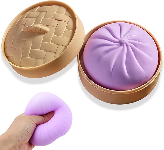 Giant Mystery Dumpling Squishy - Jumbo Dumpling Squishy Toy With Steamer Box, Dumpling Squishy Soft Squeeze Decompression Doug For Adults Or Kids, Squishy Toys, Anxiety Relief Fidget Toy (Purple,1pc)