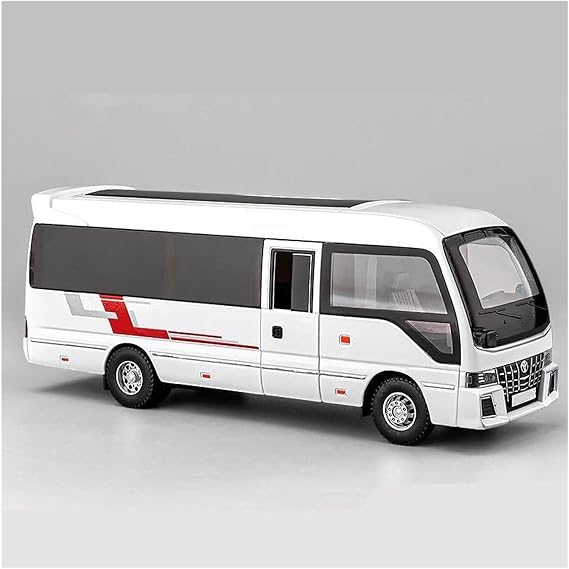 Scale car Model 1:32 for Coaster Alloy Bus Car Diecast Metal Passenger Coach Simulation Vehicle Exhibition Model Suitable for Decoration(White)