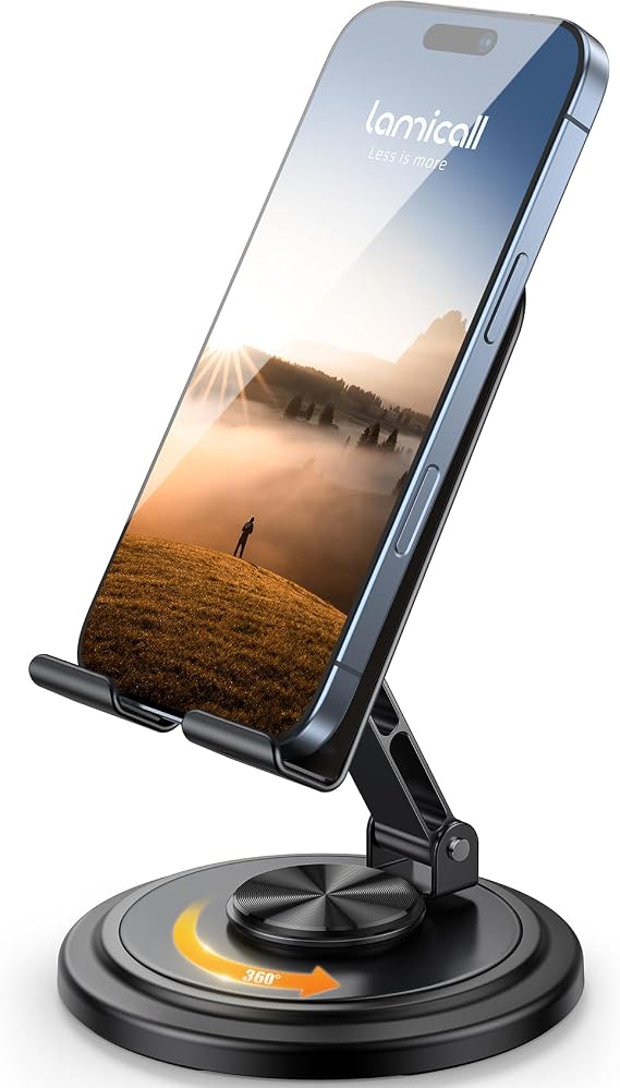Lamicall 360 Rotation Cell Phone Stand for Desk, Sturdy Phone Holder