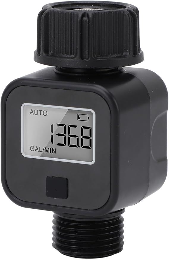 3/4" Thread Digital Meter, Water Meter LCD Display, Gallon/Liter Usage and Rate Display, Precision Measurement
