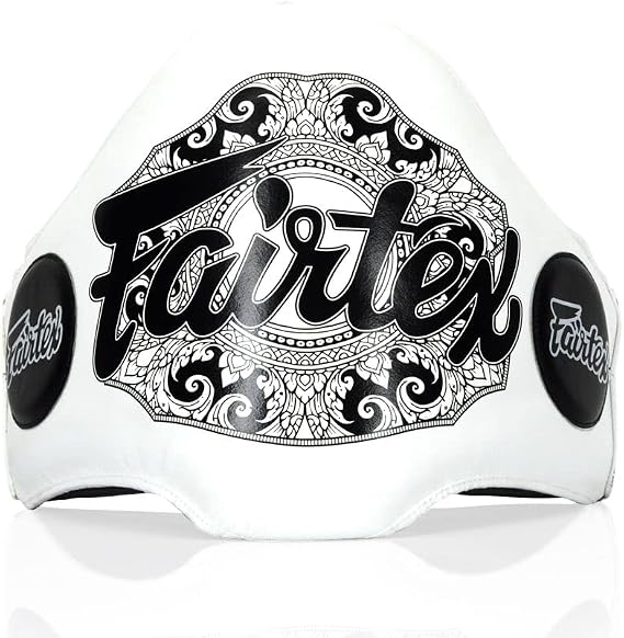 Fairtex BPV2 Lightweight Belly Pad, Leather Muay Thai Trainer Protection | Full-grain hide with 4-layer core and plastic reinforcement. Strapped midsection shield protects ribs from hard strikes